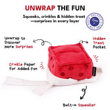 CHEWFFON Gift Box Crinkle, Squeak & Treat Puzzle Dog Toy